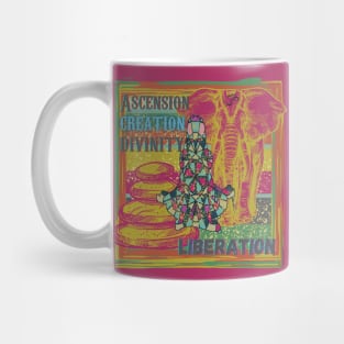 Mandala Woman Meditating with Elephant and Balancing Stones Mug